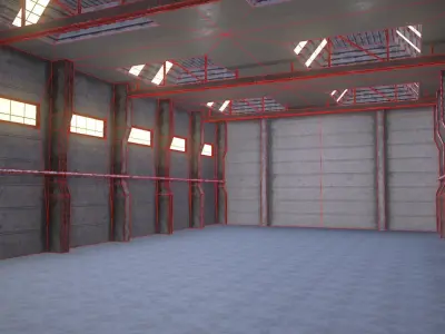 Industrial Warehouse interior Showroom Low-poly 3D model