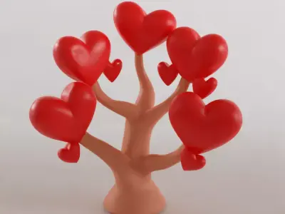 Heart Tree 3D Model Love Decoration STL for Printing 3D print model