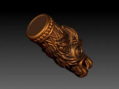 End pieces for bracelets wolf  3D print model 3D model