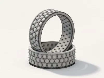Slim Ring with diamonds 3D print model