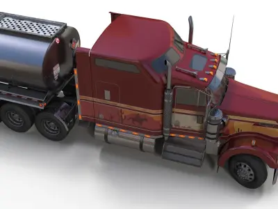 Kenworth W900 tanker trailer Low-poly 3D model