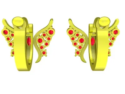 Luxury Butterfly Hoop Earrings 3D Model for Fine Jewelry 5898 3D print model