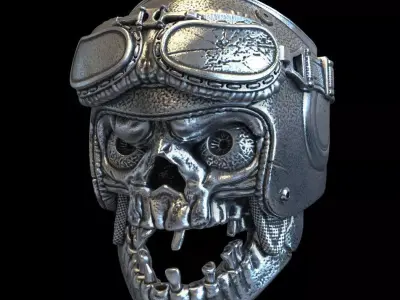 Skull ring biker helmet vol1  jewelry 3D print model