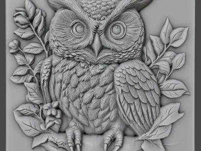 Owl Relief for CNC and 3D Printing 3D print model