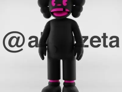 Kaws x Guggimon Textured Low-poly 3D model