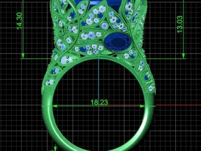 vintage  imperial ring side leaf  3D print model