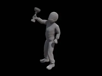 The rider on the podium took the first place cup 3D model