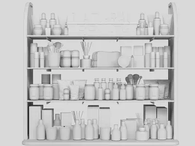 Large rack with makeup cosmetics in a beauty salon 3D model