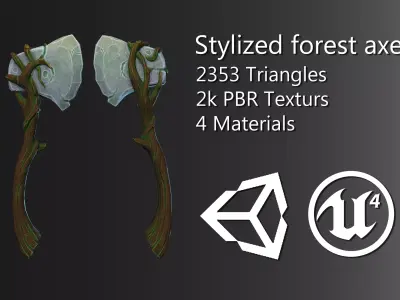 Stylized forest axe Low-poly 3D model