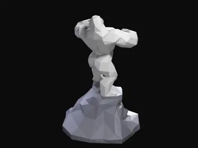 Low Poly Gorilla man on rock Low-poly 3D model