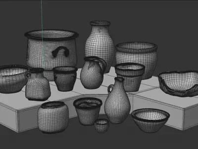 Pots Collection Vol I Low-poly 3D model