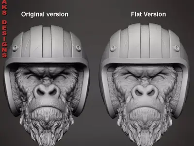 Biker gorilla 1 bas relief 3D print model