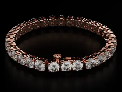 Tennic Braclet round gem 7mm 3D print model