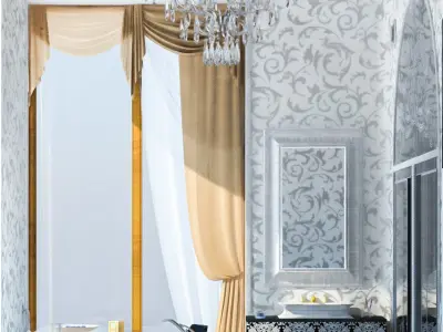 Luxury Bathroom Interior  Low-poly 3D model