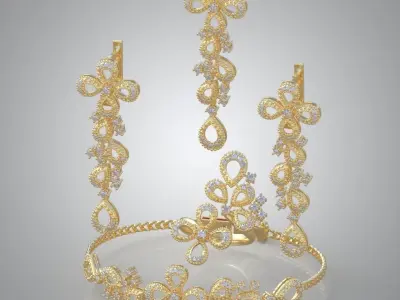 My Ring Bracelet Earring and Pendant Set 3D printable model 0001 3D print model