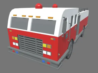 Low Poly Fire Truck 01 Low-poly 3D model