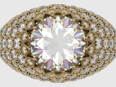 Luxury Crown Style Ring with Pave Setting JDBCo 3D print model