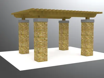 Trellis shade free standing structure landscape architecture Low-poly 3D model