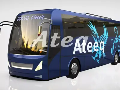 Volvo Multi Axle Bus 3D Model for Rendering and 3D Printing 3D model