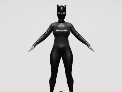 Stylized Female 3D Masked Character Low-poly 3D model