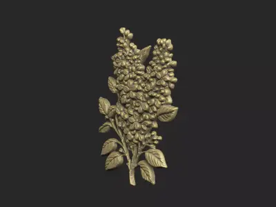 Lilac design cluster leave floral flower grass design carve 3D print model