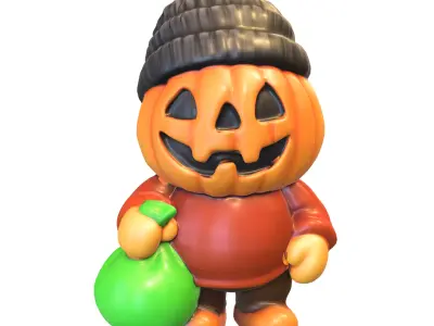 Pumpkin festive Low-poly 3D model