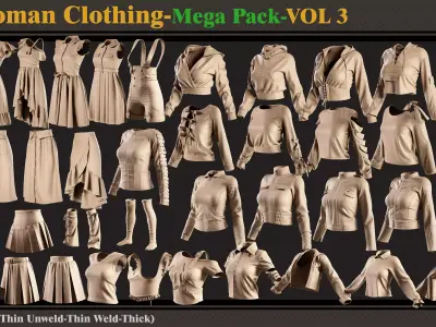 40 Woman Clothing- MEGA PACK-zprj-fbx 3D model