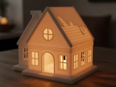 Christmas House Candle Holder 3D Printable STL File 3D print model