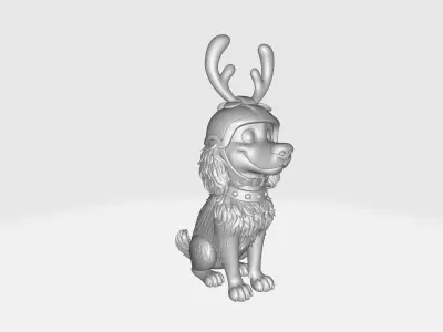 Adorable Reindeer Pup Christmas Dog Antler Puppy Ornament 3D print model