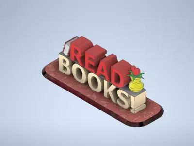 Desk Showpiece Read Books Low-poly 3D model