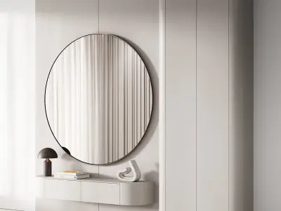 144 hallway zone 03 minimal modern with circle mirror 01 3D model