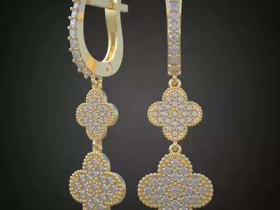 Earring 3D model 3D printable model 0081-10 3D print model