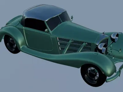 Vintage Luxury Roadster Car 3D Model Classic Retro Coupe Low-poly 3D model