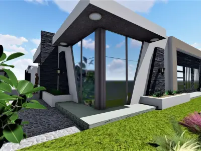 3 houses modern house designs in nigeria Low-poly 3D model