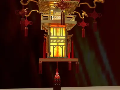 Chinese Palace Lantern 3D model 14