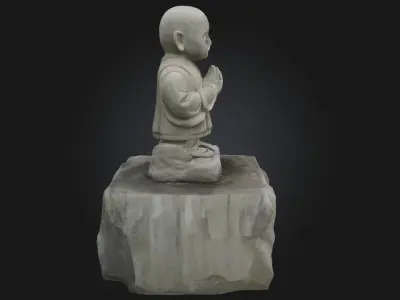 Little Monk Statue  Peaceful Figurine Model for Zen and Garden 3D model