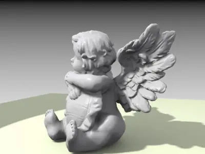 Angel figurine with heart shaped pillow 3D print model