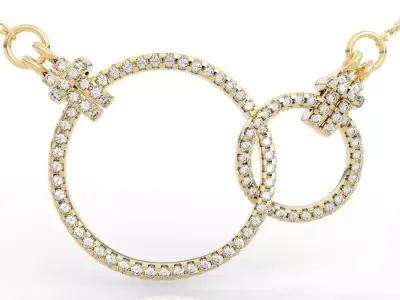 Luxury Diamond Interlocking Circle Necklace 3D print model