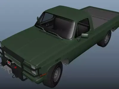 Military pickup truck  Low-poly 3D model
