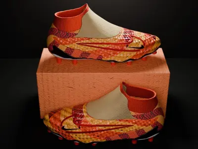 Nike orange boots 3D model