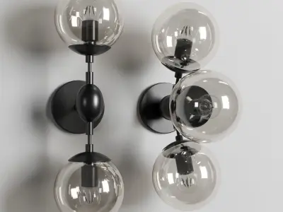 Globe Wall Lamp Fixtures Industrial Style Glass Wall Mounted Low-poly 3D model
