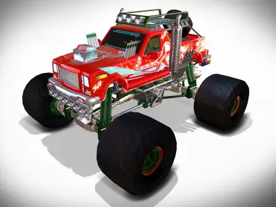 Monster Truck Low-poly 3D model