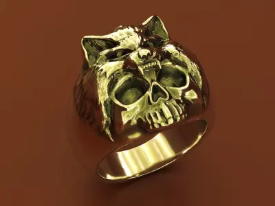 wolf and skull ring for 3d printing 3D print model