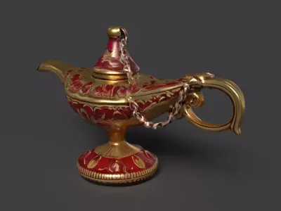 Chinese red magic lamp   Low-poly 3D model