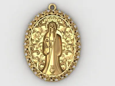  santa muerte holy death small size pendant 3D STL 3DM skull 3D print model