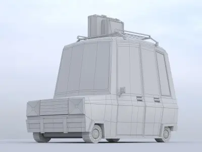 Stylized low poly microcar Low-poly 3D model