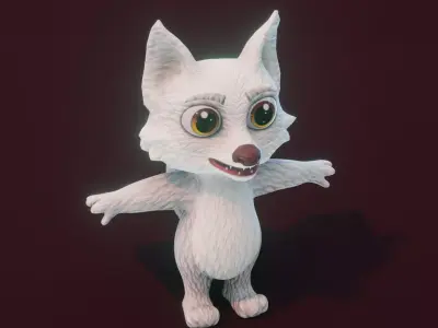 Cartoon Arctic Fox 3D Model Low-poly 3D model