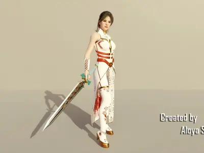 Female Warrior - Fantasy 3D game character 3D model