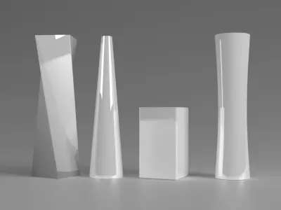 A set of modern decorative vases Low-poly 3D model