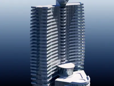 Hotel1 high rise building on sky 3D model